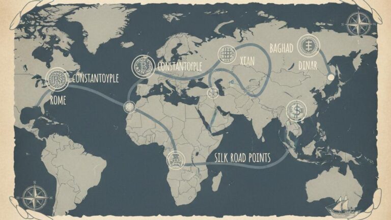 Map showing Ancient Currency Exchange Routes and Trade