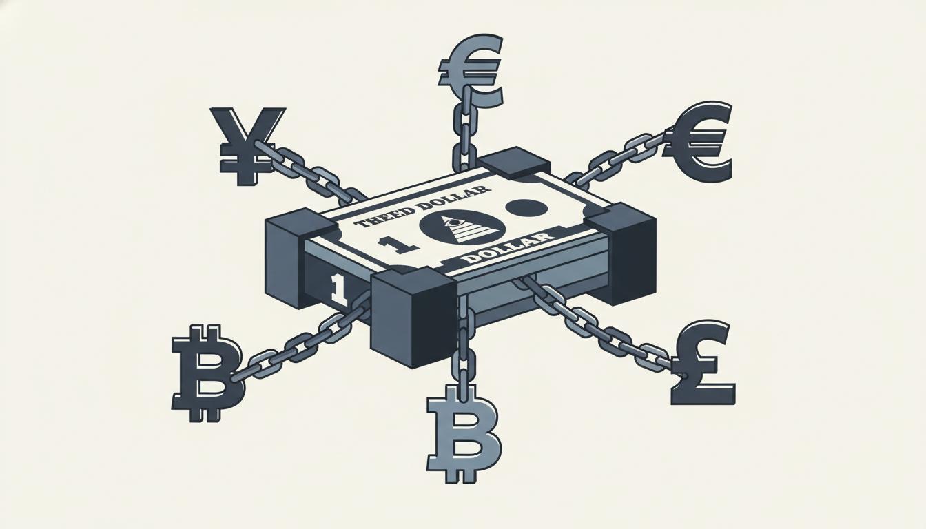 Conceptual image of the US Dollar as the Fixed Anchor Currency in Bretton Woods