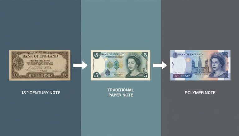 Illustration of the History of British Banknotes to the Polymer Era