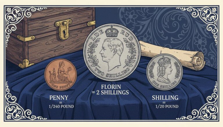 Illustration of the Historical British Shilling and Pre-Decimal Coins