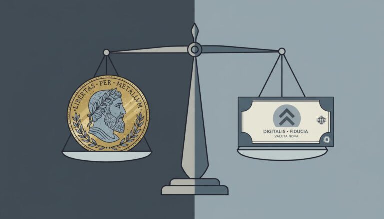 Illustration comparing the historical forms of Commodity Money and Fiat Money