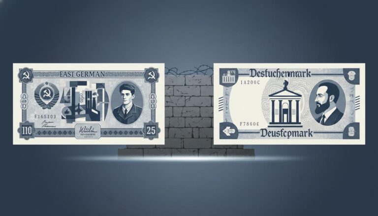 Illustration of the Divided Currencies of East and West Berlin