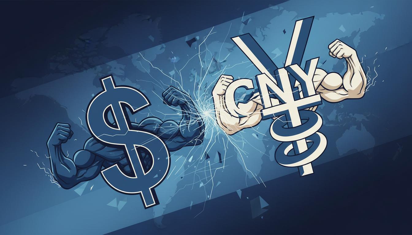 Conceptual image of the Historical Rivalry between the US Dollar and Chinese Yuan