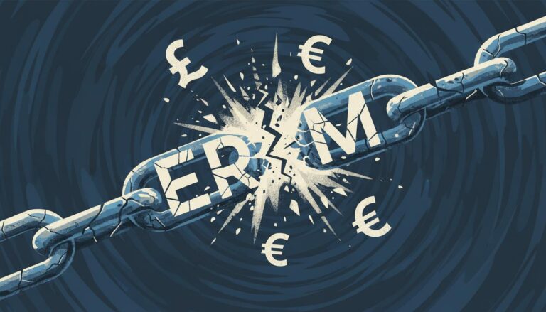 Conceptual image of the European Exchange Rate Mechanism (ERM) failure
