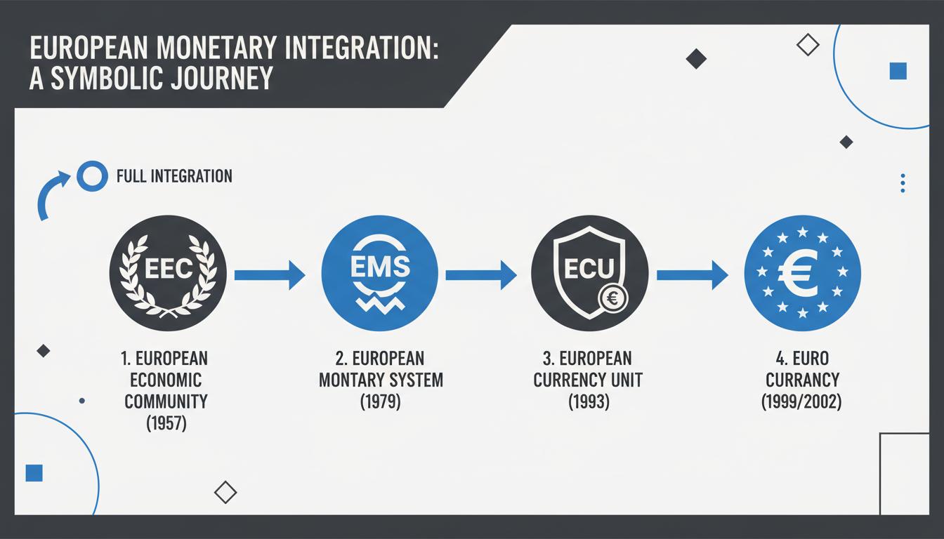 Flowchart illustrating the Predecessors to the Euro (ECU, EMS)