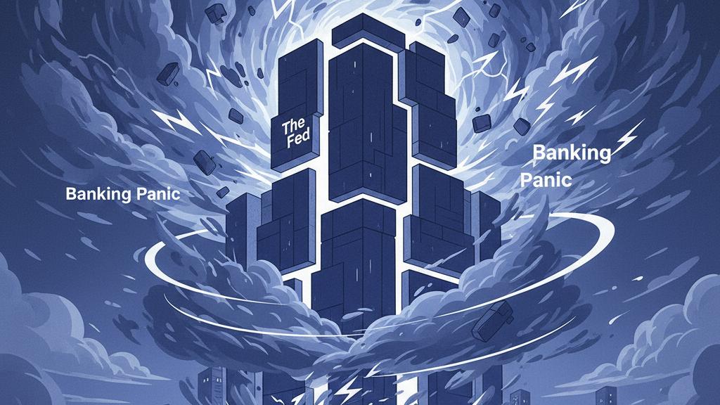 Conceptual image of the Federal Reserve's creation in response to banking panics