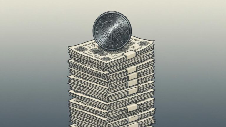 Illustration of German Hyperinflation Contrast with Deutsche Mark