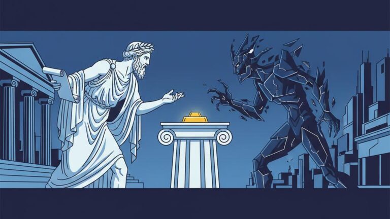 Conceptual illustration of the debate over returning to the gold standard