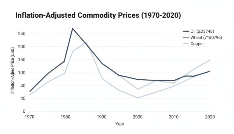 Chart showing the Historical, Inflation-Adjusted Prices of Key Commodities