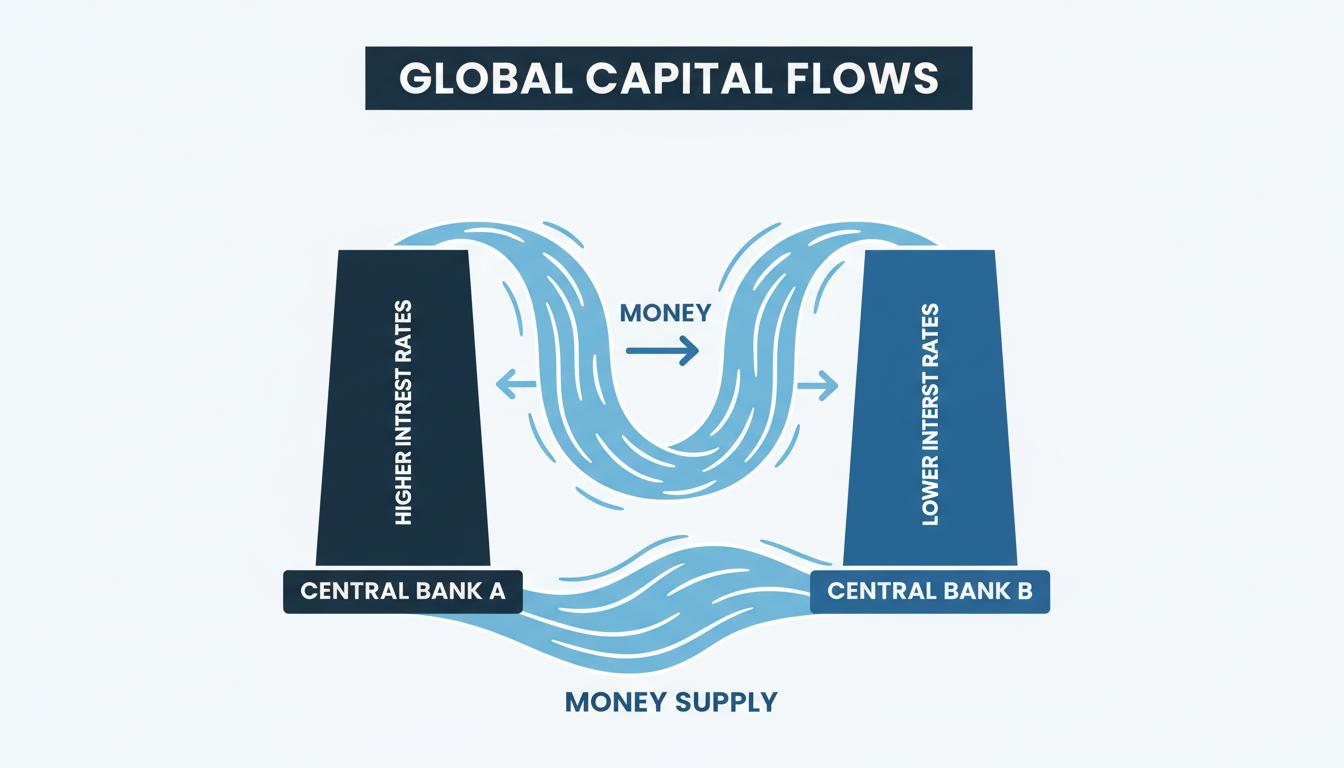 Conceptual infographic on Interest Rate Differentials and Historical Currency Flow