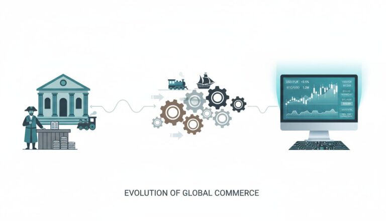 Timeline illustration of the History of Forex Trading and Currency Markets