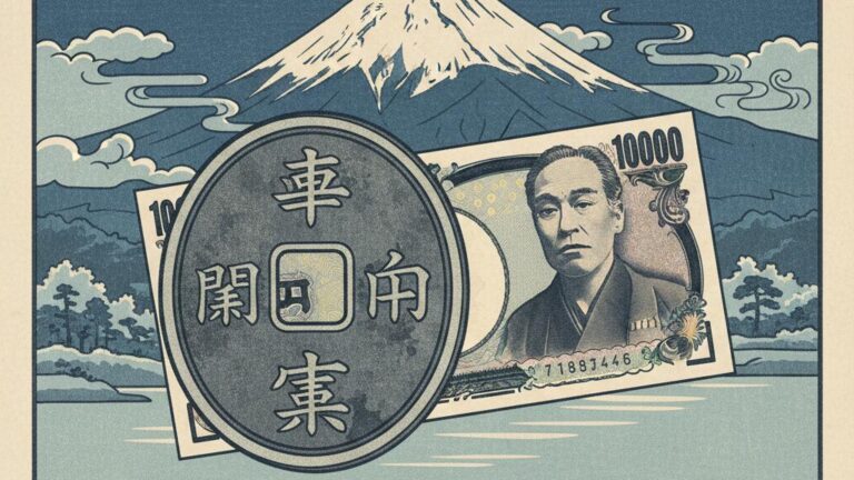 Artistic rendering of the Japanese Yen's history and evolution