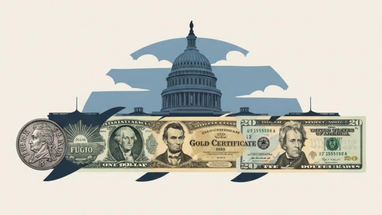 Timeline Illustration of US Dollar History and Evolution