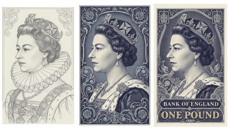 Illustration of the British Monarchy's Historical Presence on the Pound